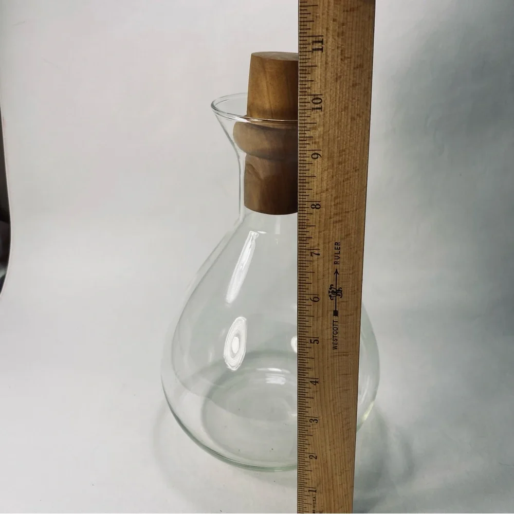 Vintage Pyrex Glass Wine Decanter with Wood Stopper 